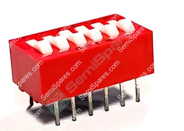 GRAYHILL INC. 76SB06T | DIP SWITCH SPST 6 POSITION THROUGH HOLE ROCKER ACTUATOR 150MA 30VDC RAIDED PC PIN RED - Image 3