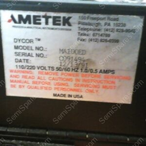 MA100ED | DYCOR QUADRAPOLE GAS ANALYZER P/N MA100ED, WITH ELECTROMETER & CABLE P/N 95298WE