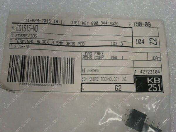 ED555/3DS | TERMINAL BLOCK 3.5MM 3POS PCB, DIGI-KEY PN: ED1515-ND