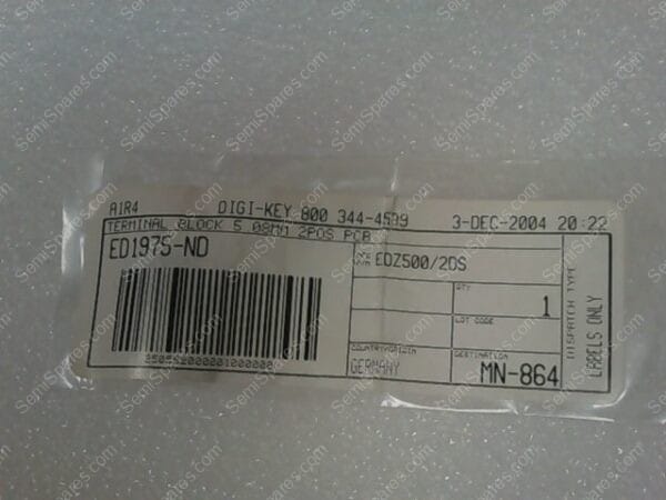 EDZ500/2DS | TERMINAL BLOCK 5.08MM 2POS PCB, DIGI-KEY PN: ED1975-ND