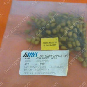 TAP107K016CCS | TANTALUM RADIAL CAPACITOR, 10% TOLERANCE,16V