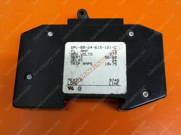 DA1-B0-24-615-121-C | 15 AMP, 65 VDC, 80 VAC, 1 POLE, DIN RAIL MOUNT STANDARD CIRCUIT BREAKER