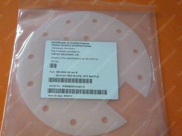 QB-2040-00 | DWG# QI-21331 REVB, CFQ, QTZ BAFFLE, P/N QB-2040-00