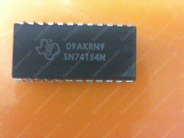 SN74154N | INTEGRATED CIRCUITS, 24-PDIP INTEGRATED, DECODER/DRIVER, TTL/H/L SERIES, INVERTED OUTPUT, SN74154N
