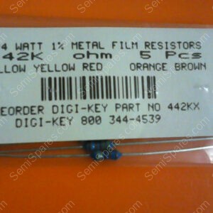 442KX | 1/4 WATTS 1% METAL FILM RESISTORS 442KX OHM (PACKAGE OF 5)