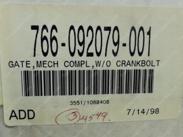 766-092079-001 | GATE,MECH COMPL,W/O CRANKBOLT