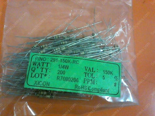 291-150K-RC | XICON CARBON FILM RESISTORS - 150KOHMS 0.05 WATT1/4 (PACKAGE OF 200)