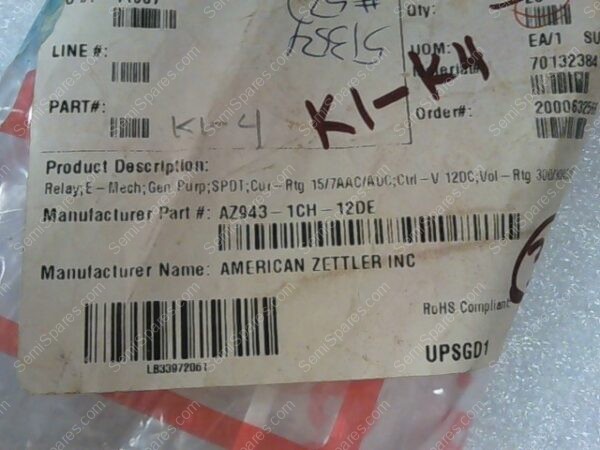 AZ943-1CH-12DE | RELAY, E-MECH, GEN PURP, SPDT, CUR-RTG, 15/7AAC/ADC;CTRL-V 12DC;VOL-RTG, 300/30AC/DC - Image 3