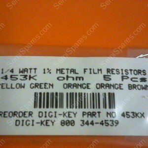 453KX | 1/4 WATTS 1% METAL FILM RESISTORS 453KX OHM (PACKAGE OF 5)