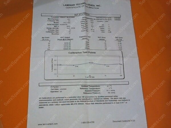 MF-9550-00 | MFC, UFC-1100A, 25 SLPM, N2, S/N C-2609B