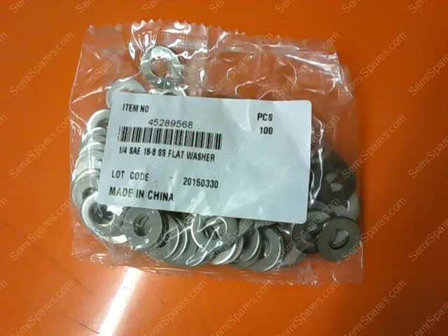 45289568 | 1/4 SAE 18/8 SS FLAT WASHER PN/45289568 (PACK OF 100)