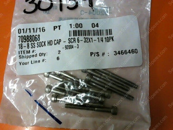 92004-3 | SOCKET HEAD CAP SCREWS 6-32 X 1-1/4 92004-3 (PACKAGE OF 10)