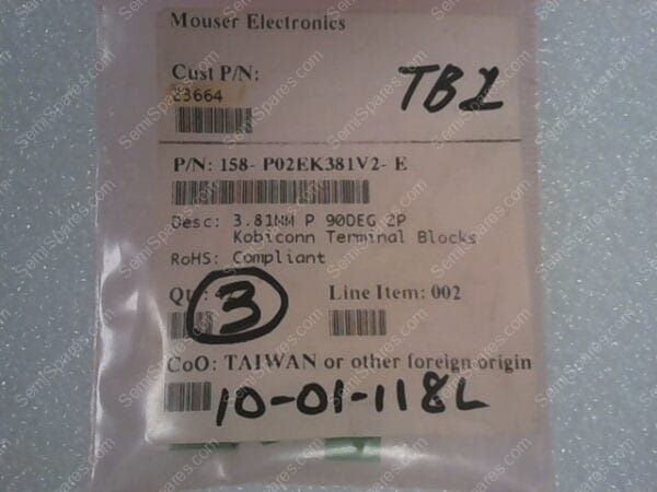158-P02EK381V2-E | 3.81MM P 90DEG 2P TERMINAL BLOCKS
