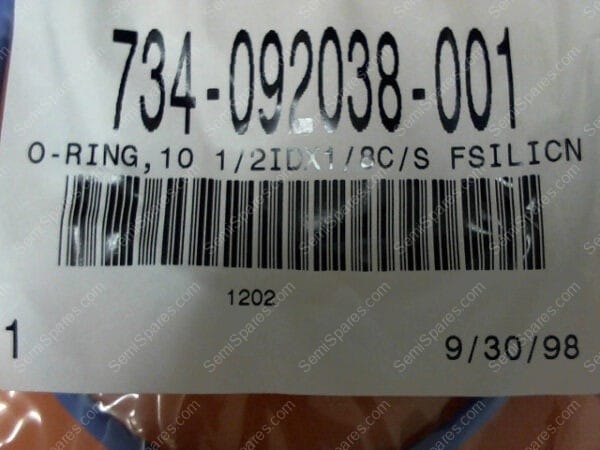 734-092038-001 | O-RING,10 1/2IDX1/8C/S FSILICN - Image 2