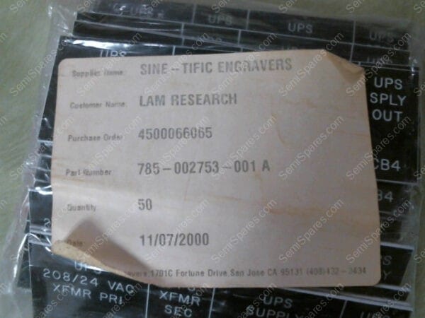 785-002753-001 | LBL,PHENOLIC, UPSCBI, CB2, CB3, CB