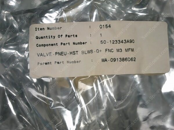 50-123343A90 | VALVE-PNEU-HST BLWS-Q+ FNC M3 MFM, PARENT PART NUMBER: WA-091386D62