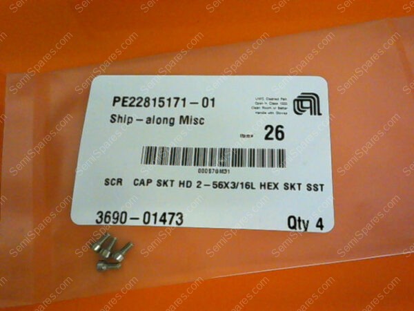 3690-01473 | SCR CAP SKT HD 2-56X3/16L HEX SKT SST P/N 3690-01473 (PKG OF 4)