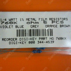768KX | 1/4 WATTS 1% METAL FILM RESISTORS 768KX OHM (PACKAGE OF 5)