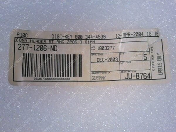 1803277 | CONN HEADER RT ANG 2POS 3.81MM, DIGI-KEY PN: 277-1206-ND