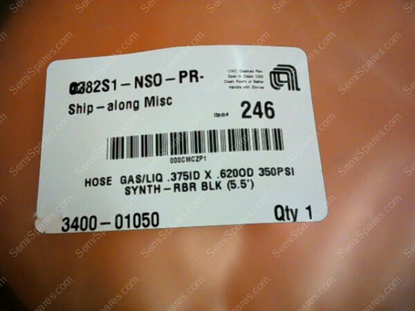 0282S1-NSO-PR | PARKER PUSH-LOK HOSE GAS/LIQ .375ID X .620OD 350PSI SYNTH-RBR BLK (5.5") - Image 2