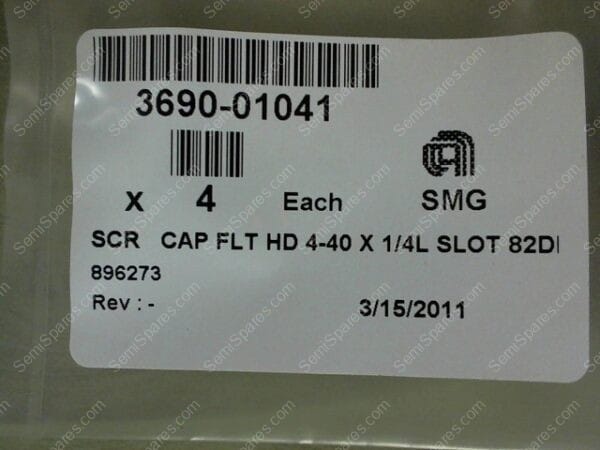 3690-01041 | SCR CAP FLT HD 4-40 X 1/4L SLOT 82D