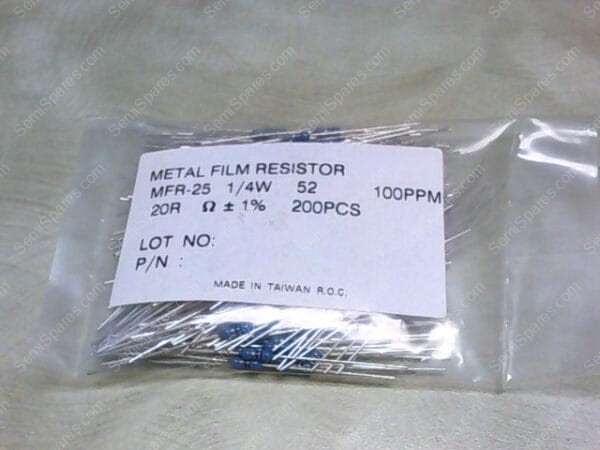 MFR-25FBF52-20R | YAGEO METAL FILM RESISTOR MFR-25 1/4W 52 100PPM 20R MFR-25FBF52-20R - Image 2