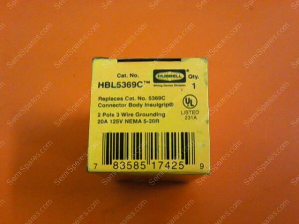 HBL5369C | HUBBELL 20 AMP INDUSTRIAL GRADE CONNECTOR - HBL5369C (PK OF 2)