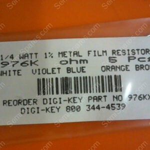 976KX | 1/4 WATTS 1% METAL FILM RESISTORS 976KX OHM (PACKAGE OF 5)