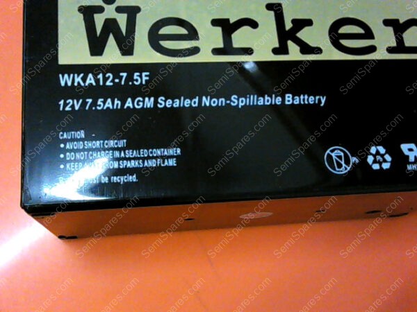 WKA12-7.5F | WERKER WKA12-7.5F AGM SEALED NON-SPILLABLE BATTER