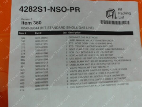 0240-09844 | (KIT,STANDARD SINGLE GAS LINE) P-0240-09844