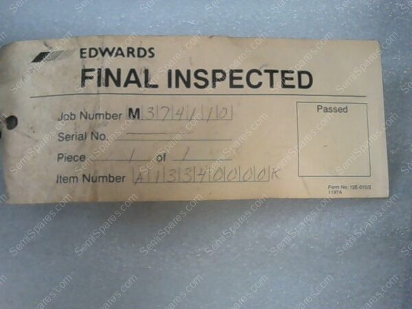 A13340000K FL40 | EDWARDS HIGH VACUUM INC. MODEL NO: A13340000K FL40 COMPLETE, REPLACEMENT ELEMENT, H02600050