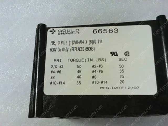 66563 | GOULD SHAWMUT | BLACK POWER DISTRIBUTION BLOCK-3-POLE