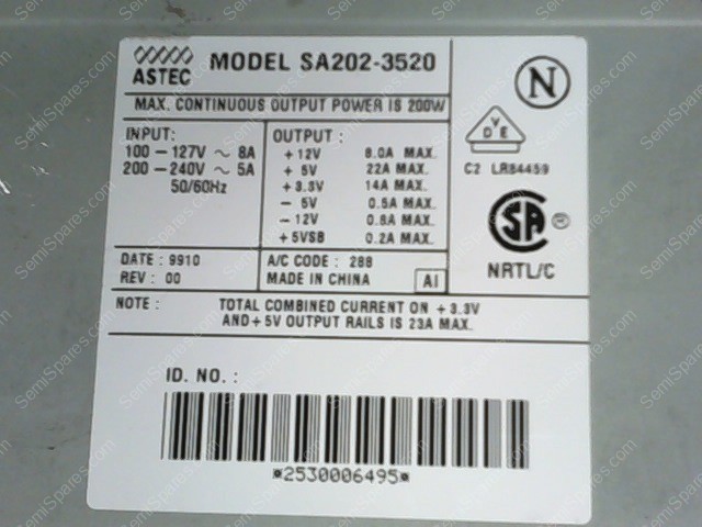 thumbnail image 2 of Astec VL202-3525 200 Watt ATX Power Supply - New Desktop PC Power Module 2 of 5