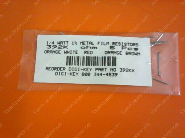 392KX | 1/4 WATT 1% METAL FILM RESISTORS 392K OHM (PKOF 5) - Image 2