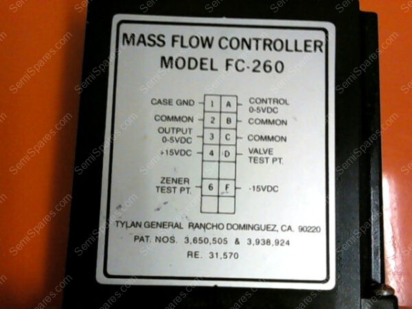 FC-260 V | TYLAN MASS FLOW CONTROLLER FC-260 V 200 SCCM S/N AA9612184