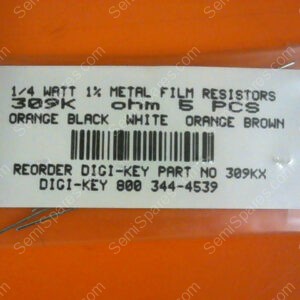 309KX | 1/4 WATTS 1% METAL FILM RESISTORS 309KX OHM (PACKAGE OF 5)