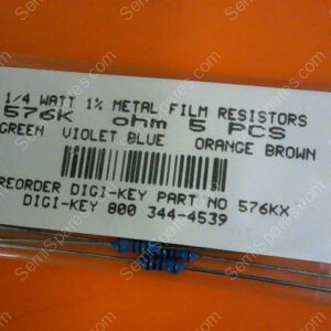 576KX | 1/4 WATTS 1% METAL FILM RESISTORS 576KX OHM (PACKAGE OF 5)