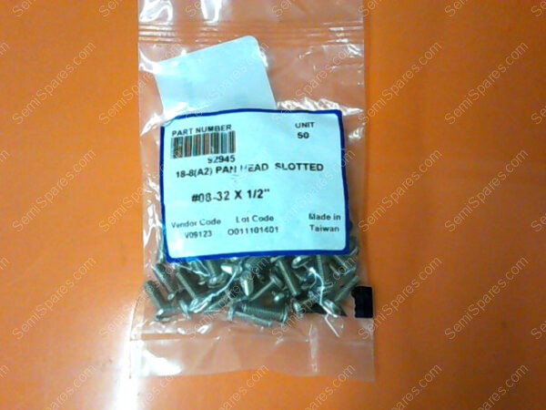 92945 | PAN HEAD SLOTTED #8-32 X 1/2" PN/92945 (PACK OF 50)