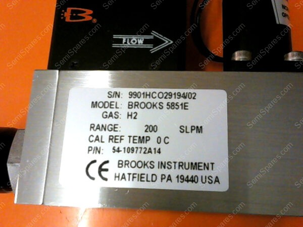 54-109772A14 | BROOKS MASS FLOW CONTROLLER MODEL 5851E GAS:H2 RANGE:200 SLPM SN/9901HCO29194/02
