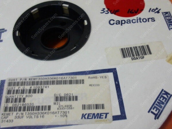 T350H336K016AT7301 | CAPACITORS, 33UF, 16V, 10%, (90 PCS) - Image 2