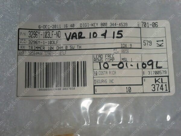 3296Y-1-103LF | TRIMMER 10K OHM 0.5W TH - Image 2