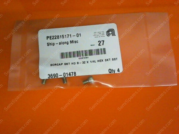 3690-01478 | SCRCAP SKT HDD 8-32 X 1/4L HEX SST P/N 3690-01478 (PKG OF 4)