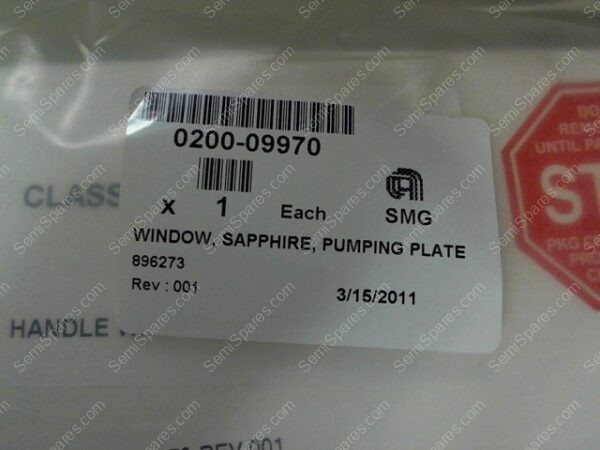 0200-09970 | WINDOW,SAPPHIRE,PUMPING PLATE - Image 2