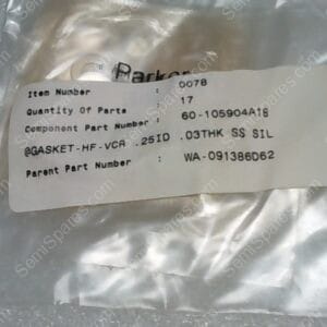 60-105904A18 | GASKET-HF-VCR .25ID .03THK SS SIL, PARENT PARK NUMBER: WA-091386D62