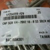 51254399 | CAP SCR 1/4-20X2 18-8 SS SOCK HD PN/51254399 (PACK OF 25)