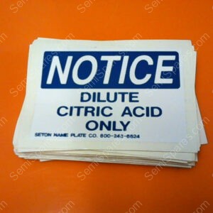 93-0017-035 | NOTICE DILUTE CITRIC ACID ONLY STICKERS (PKG OF 31)