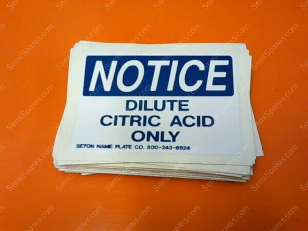 93-0017-035 | NOTICE DILUTE CITRIC ACID ONLY STICKERS (PKG OF 31)