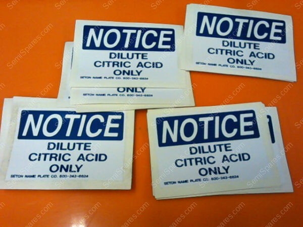 93-0017-035 | NOTICE DILUTE CITRIC ACID ONLY STICKERS (PKG OF 31) - Image 2