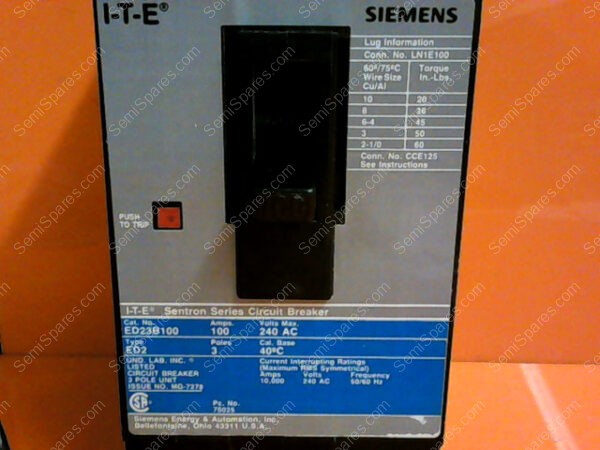 ED23B100 | CIRCUIT BREAKER 3 POLE UNIT AMPS 100 VOLTS MAX 240AC - Image 3