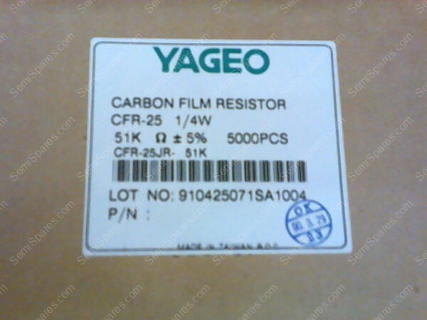 51KQTR-ND | CARBON FILM RESISTOR CFR-25 1/4W 51K 5% (5000PCS